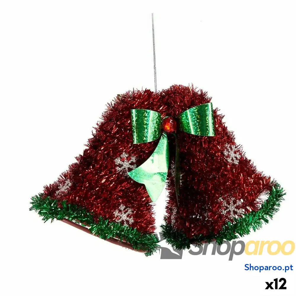 Adorno Natalício Colar Exaustores Enfeite Cintilante Vermelho Verde 21 x 14 10 cm (12 Unidades)