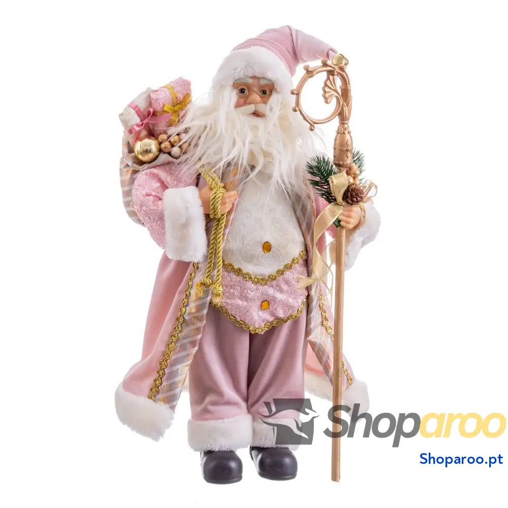 Adorno Natalício Cor de Rosa Plástico Poliresina Tecido 45 cm