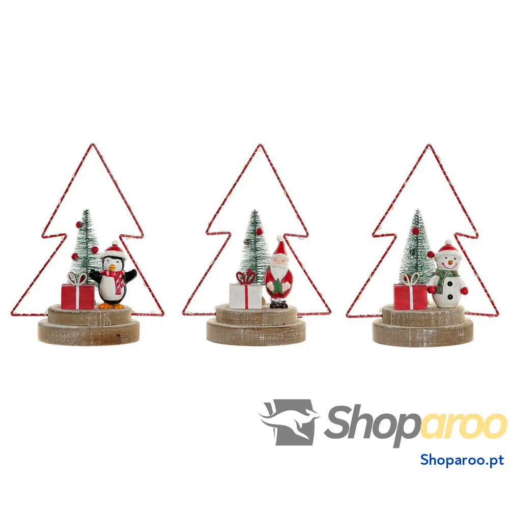 Adorno Natalício DKD Home Decor Árvore Metal Madeira (17 x 11 21 cm) (3 pcs)