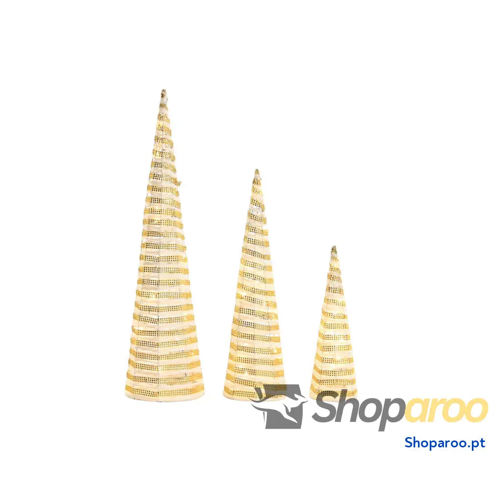 Adorno Natalício DKD Home Decor Branco Dourado 20 x 80 cm (3 Peças)