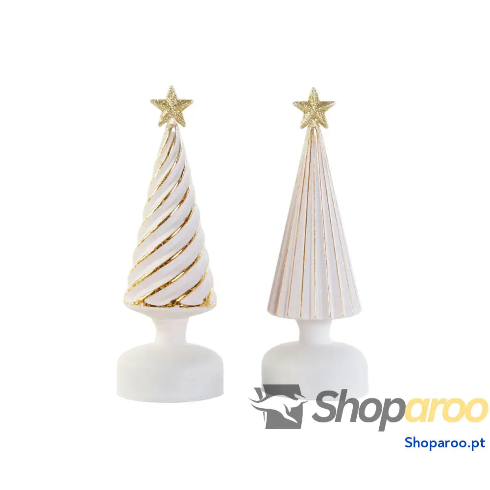Adorno Natalício DKD Home Decor Branco Dourado 9 x 25 cm (2 Unidades)