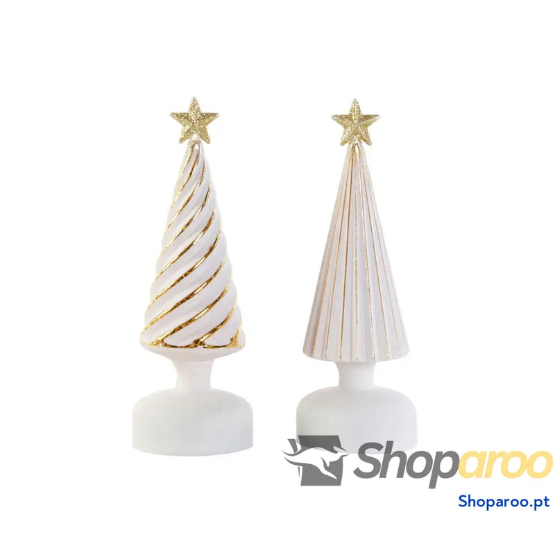 Adorno Natalício DKD Home Decor Branco Dourado 9 x 25 cm (2 Unidades)