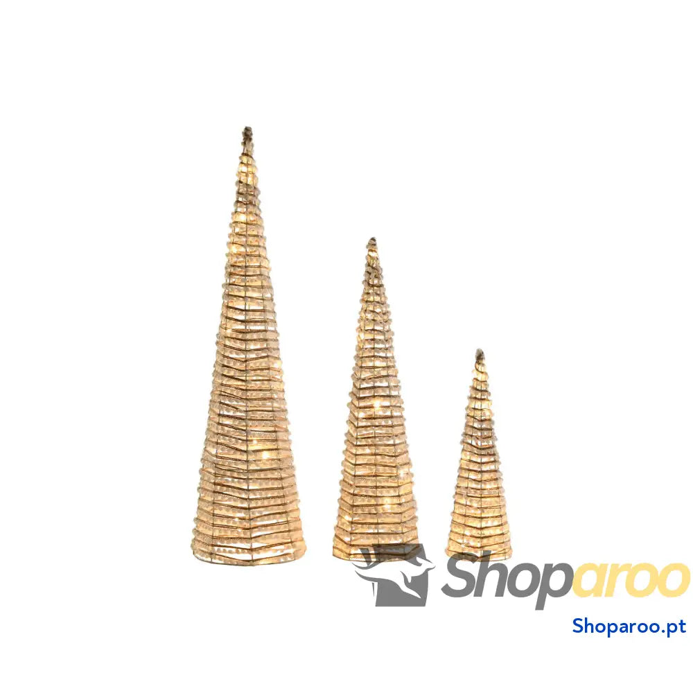 Adorno Natalício DKD Home Decor Branco Dourado Natural 20 x 80 cm (3 Peças)