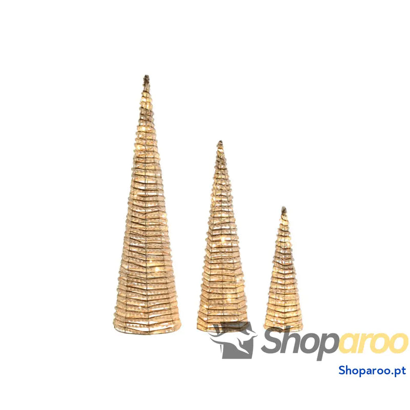Adorno Natalício DKD Home Decor Branco Dourado Natural 20 x 80 cm (3 Peças)