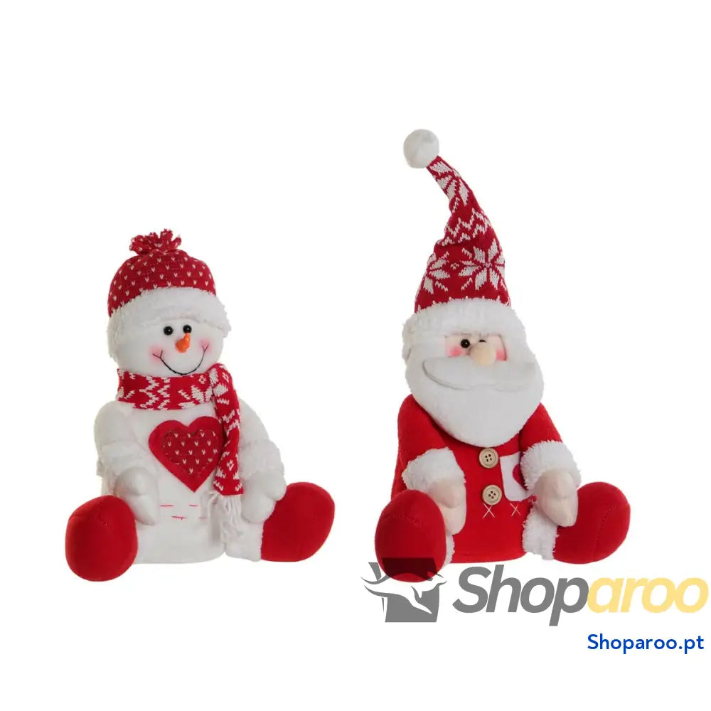 Adorno Natalício DKD Home Decor Branco Vermelho 24 x 14 30,5 cm (2 Unidades)