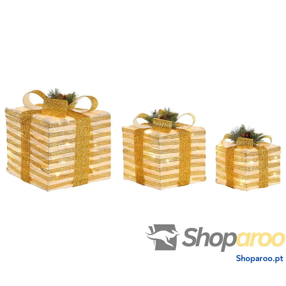 Adorno Natalício DKD Home Decor Branco Vermelho Dourado 25 x cm (3 Peças)