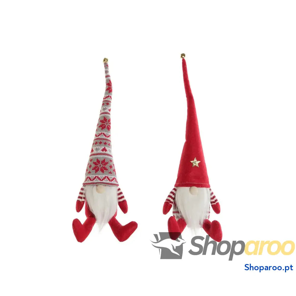 Adorno Natalício DKD Home Decor Branco Vermelho Gnomo 10 x 40 cm (2 Unidades)