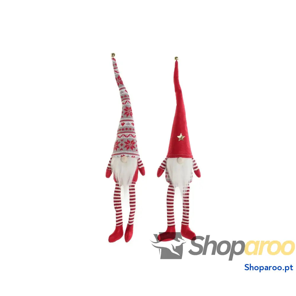 Adorno Natalício DKD Home Decor Branco Vermelho Gnomo 10 x 7 57 cm (2 Unidades)