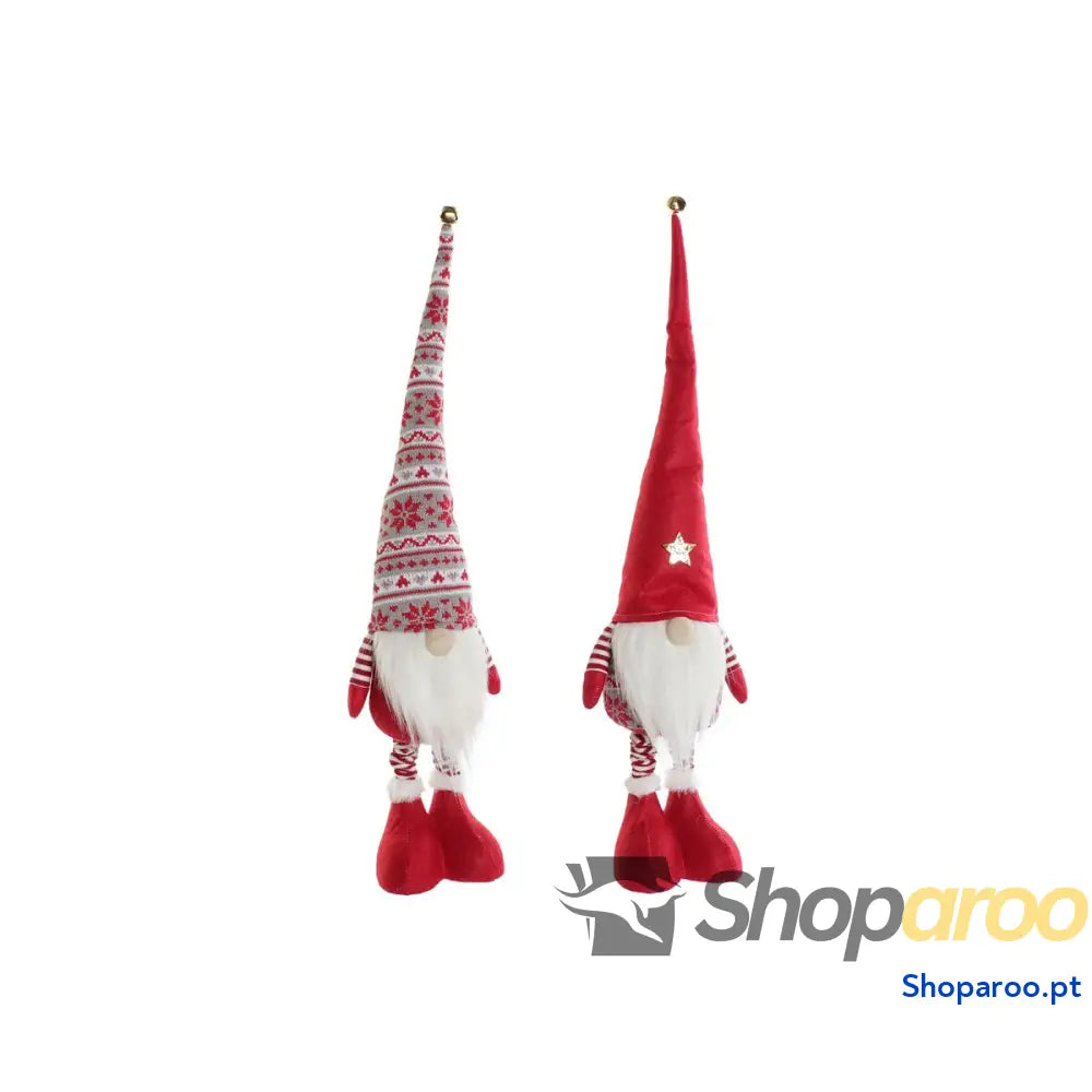 Adorno Natalício DKD Home Decor Branco Vermelho Gnomo 14 X 11 73 cm (2 Unidades)
