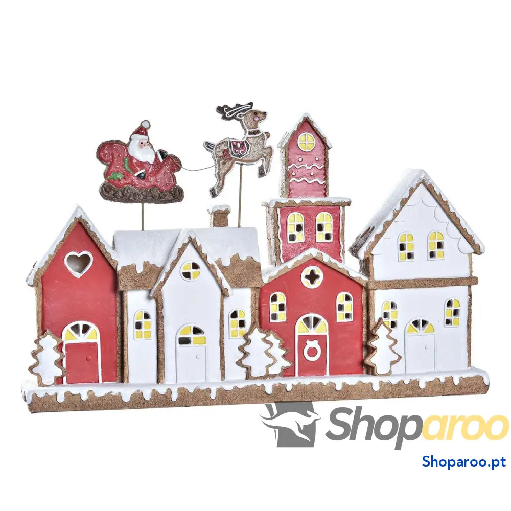 Adorno Natalício DKD Home Decor Casa Branco Vermelho Resina 41 x 7,5 27 cm