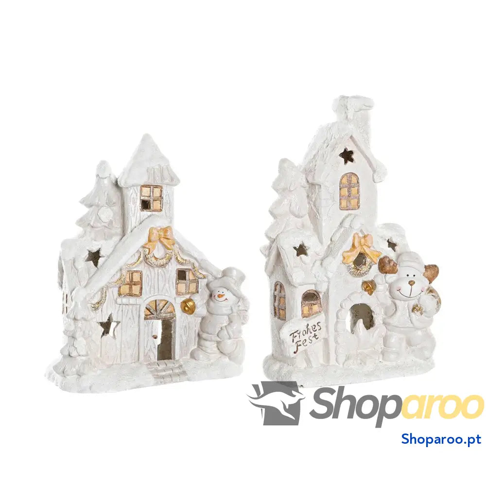 Adorno Natalício DKD Home Decor Casa Nevado Magnésio (38 x 21 45 cm) (2 Unidades)