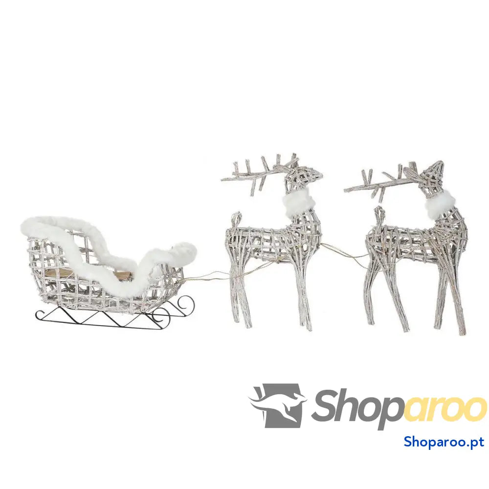 Adorno Natalício DKD Home Decor Leve LED Branco vime 60 x 30 37 cm (3 Peças)