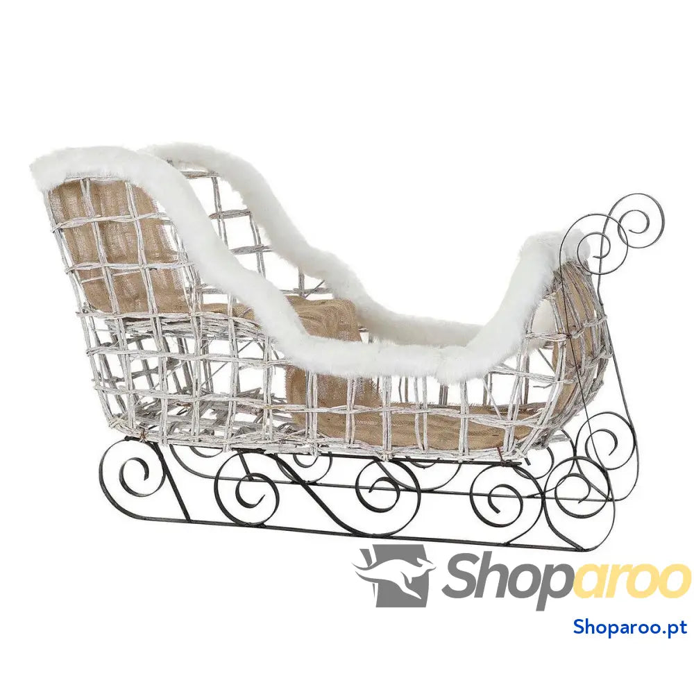 Adorno Natalício DKD Home Decor Leve LED Trenó Branco 90 x 46 62 cm