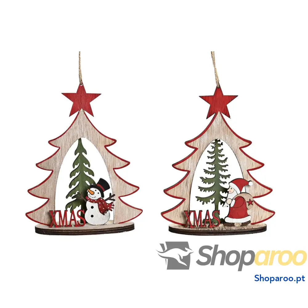 Adorno Natalício DKD Home Decor Madeira (2 Unidades) (14 x 6 18 cm)