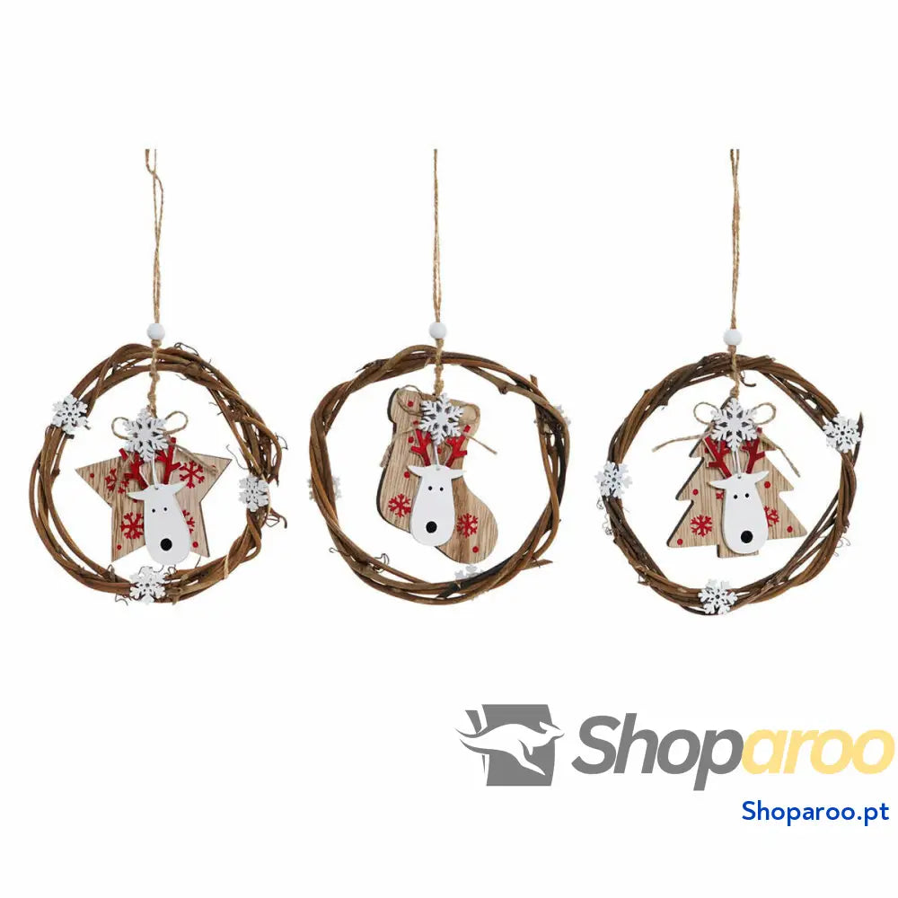 Adorno Natalício DKD Home Decor Madeira (3 pcs) (14 x 1 18 cm)