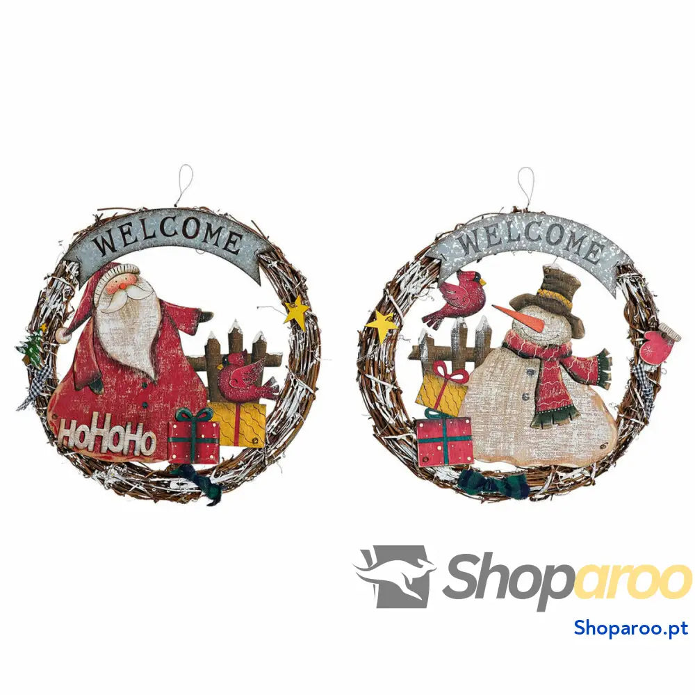 Adorno Natalício DKD Home Decor Madeira Corda Pai Natal (2 pcs) (31 x 4 30 cm)