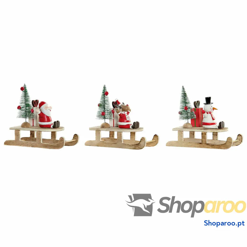 Adorno Natalício DKD Home Decor Madeira Pai Natal (14 x 6 13 cm) (3 pcs)