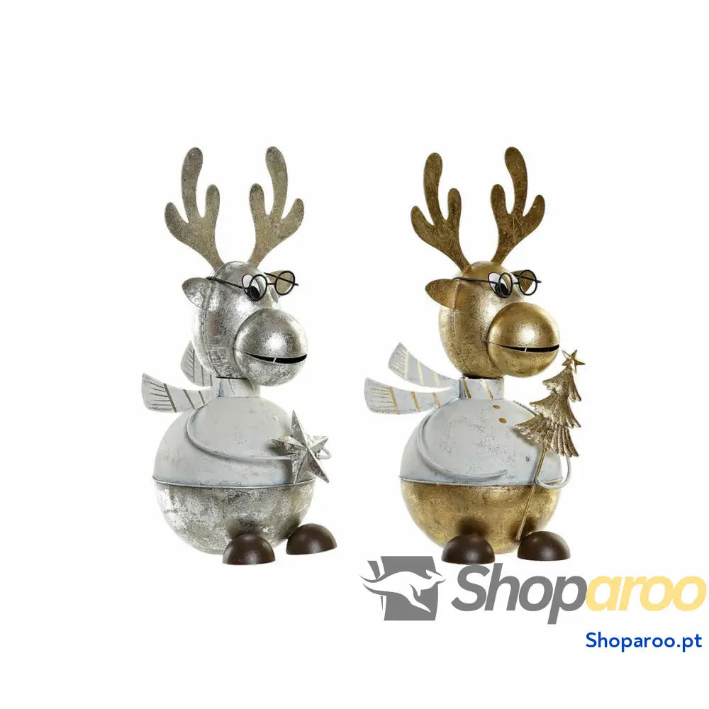 Adorno Natalício DKD Home Decor Metal Rena (14 x 13 27 cm) (2 pcs)