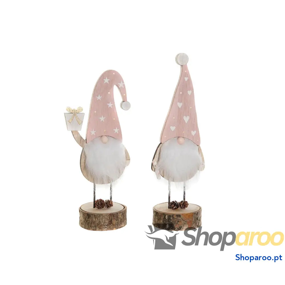 Adorno Natalício DKD Home Decor Natural Rosa Claro Gnomo 10 x 8 23,5 cm (2 Unidades)