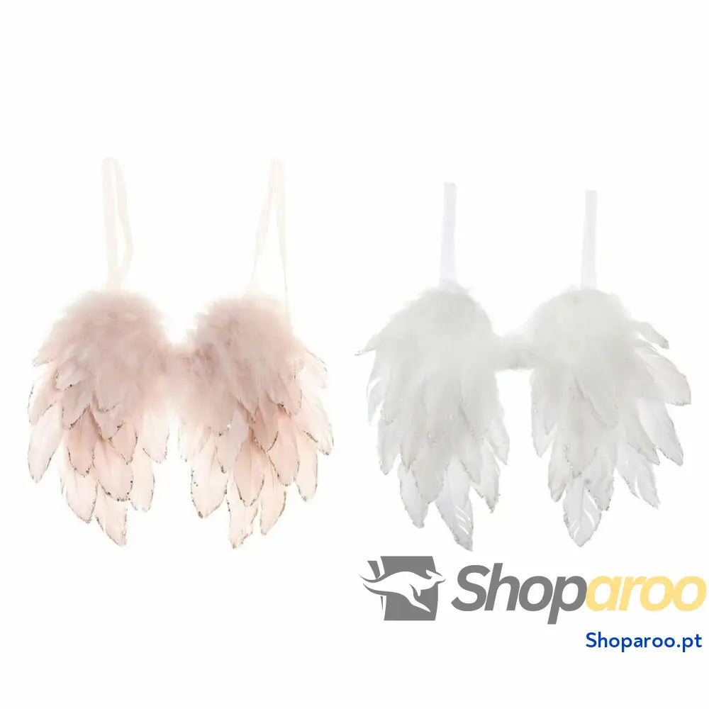 Adorno Natalício DKD Home Decor Plumas (2 pcs) (28 x 4 33 cm)