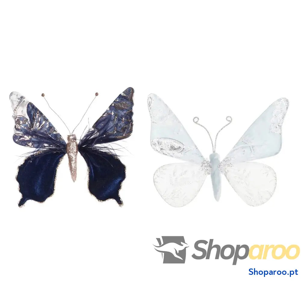 Adorno Natalício DKD Home Decor Poliéster Borboleta (2 Unidades) (23 x 3 19 cm)