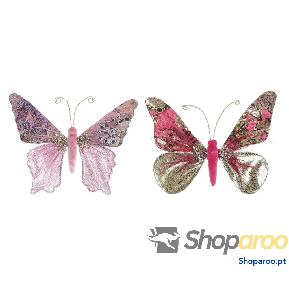 Adorno Natalício DKD Home Decor Poliéster Borboleta (22 x 3 18 cm) (2 Unidades)