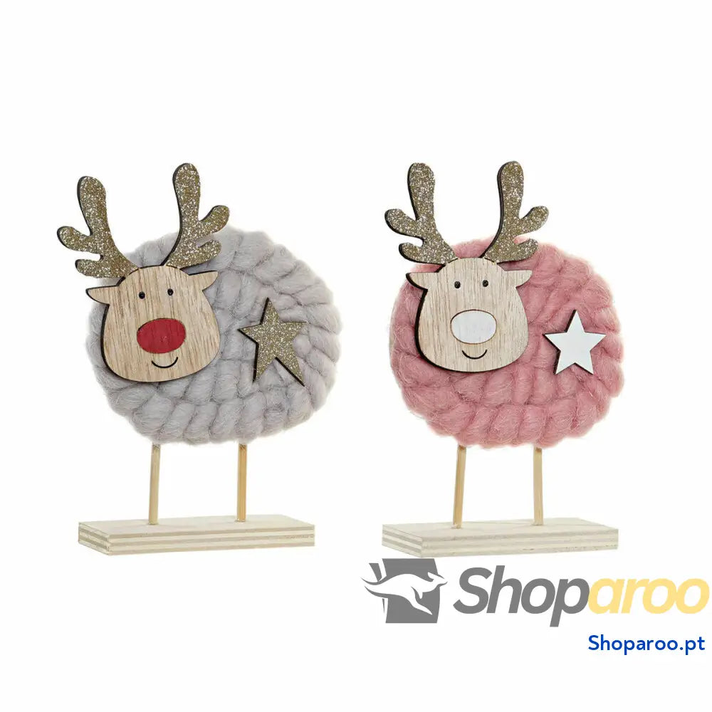 Adorno Natalício DKD Home Decor Poliéster Madeira (2 pcs) (10 x 4 16 cm)