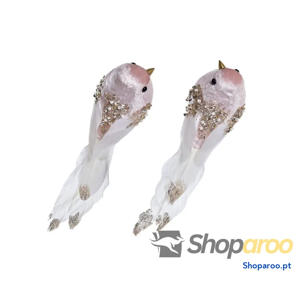 Adorno Natalício DKD Home Decor Poliéster Vogel (22 x 7 8 cm) (2 Unidades)