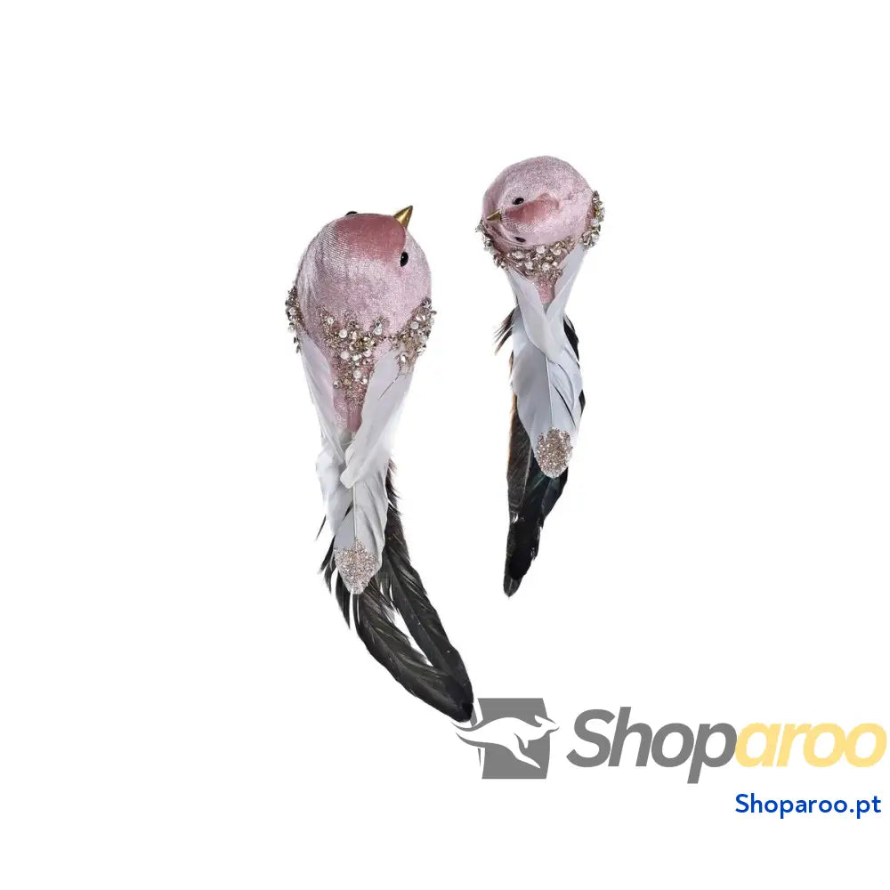 Adorno Natalício DKD Home Decor Poliéster Vogel (25 x 8 cm) (2 Unidades)