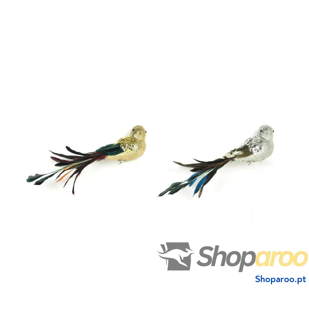 Adorno Natalício DKD Home Decor Poliéster Vogel Lantejoulas (26 x 5 7 cm) (2 Unidades)