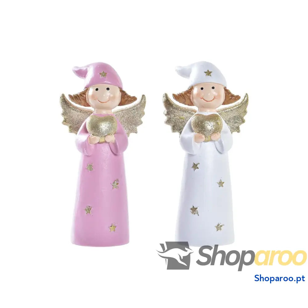 Adorno Natalício DKD Home Decor Porcelana Anjo (7 x 5 14 cm) (2 Unidades)
