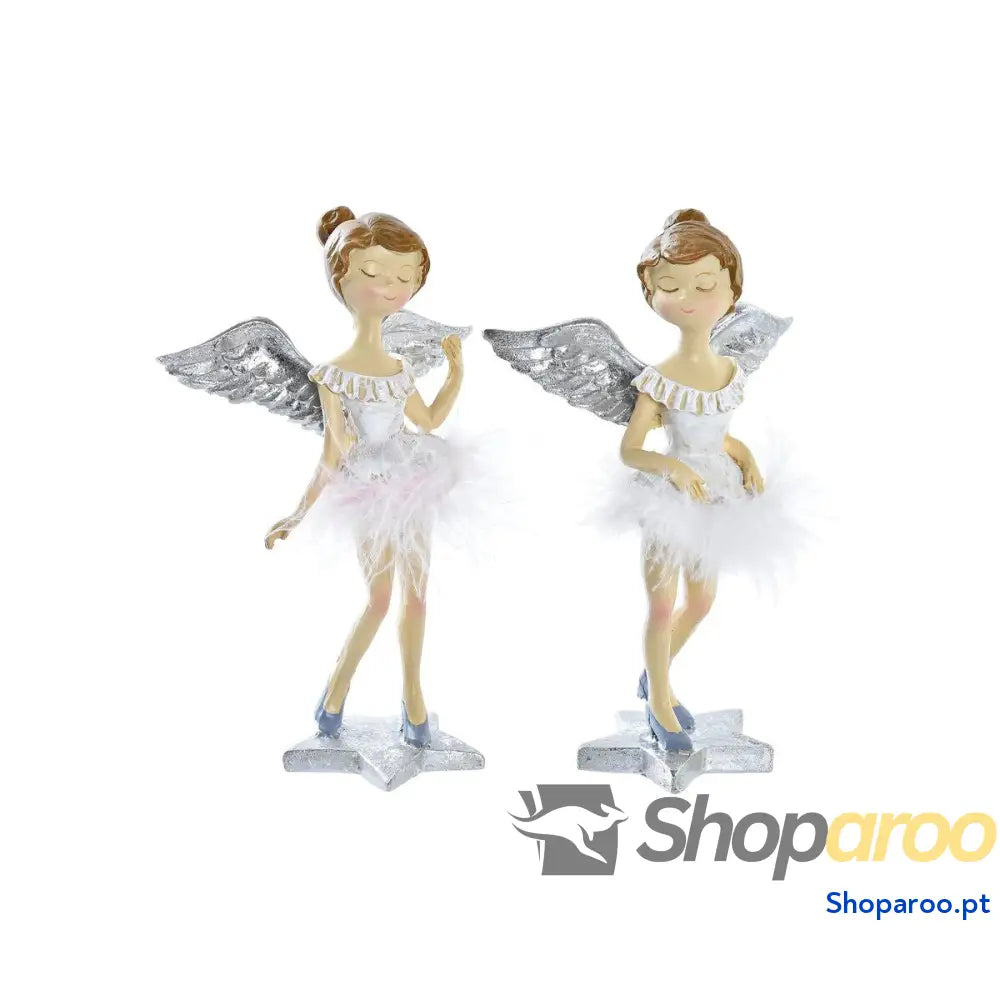 Adorno Natalício DKD Home Decor Resina Anjo (11 x 9 17 cm) (2 Unidades)