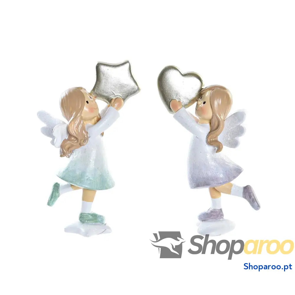 Adorno Natalício DKD Home Decor Resina Anjo (6 x 5,5 11,5 cm) (2 Unidades)