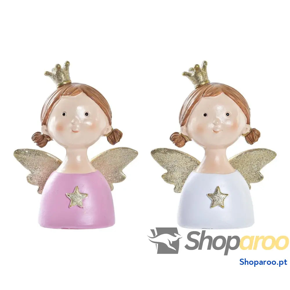 Adorno Natalício DKD Home Decor Resina Anjo (9 x 5 12 cm) (2 Unidades)