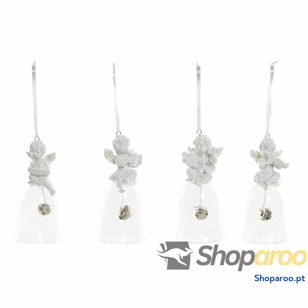 Adorno Natalício DKD Home Decor Resina Cristal Anjo (4 pcs) (5 x 5 10.5 cm)