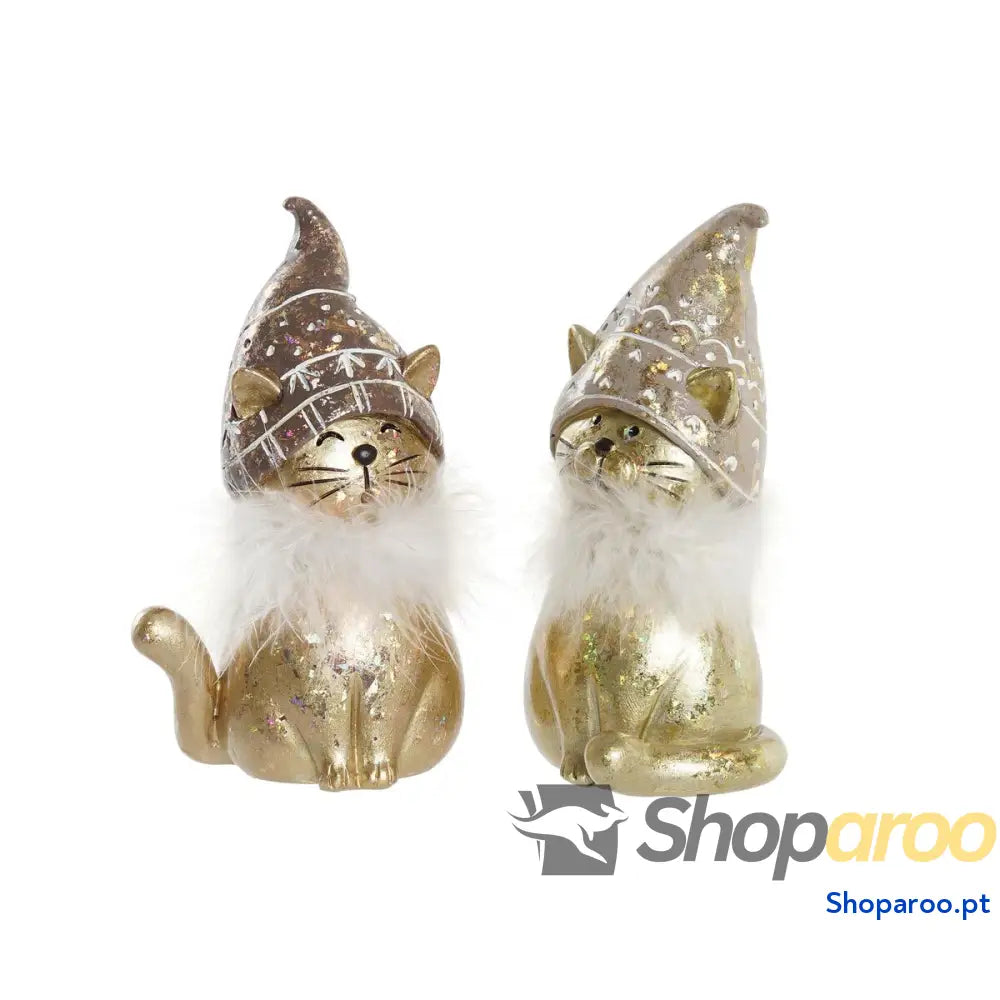 Adorno Natalício DKD Home Decor Resina Gato (9 x 6 15 cm) (2 Unidades)