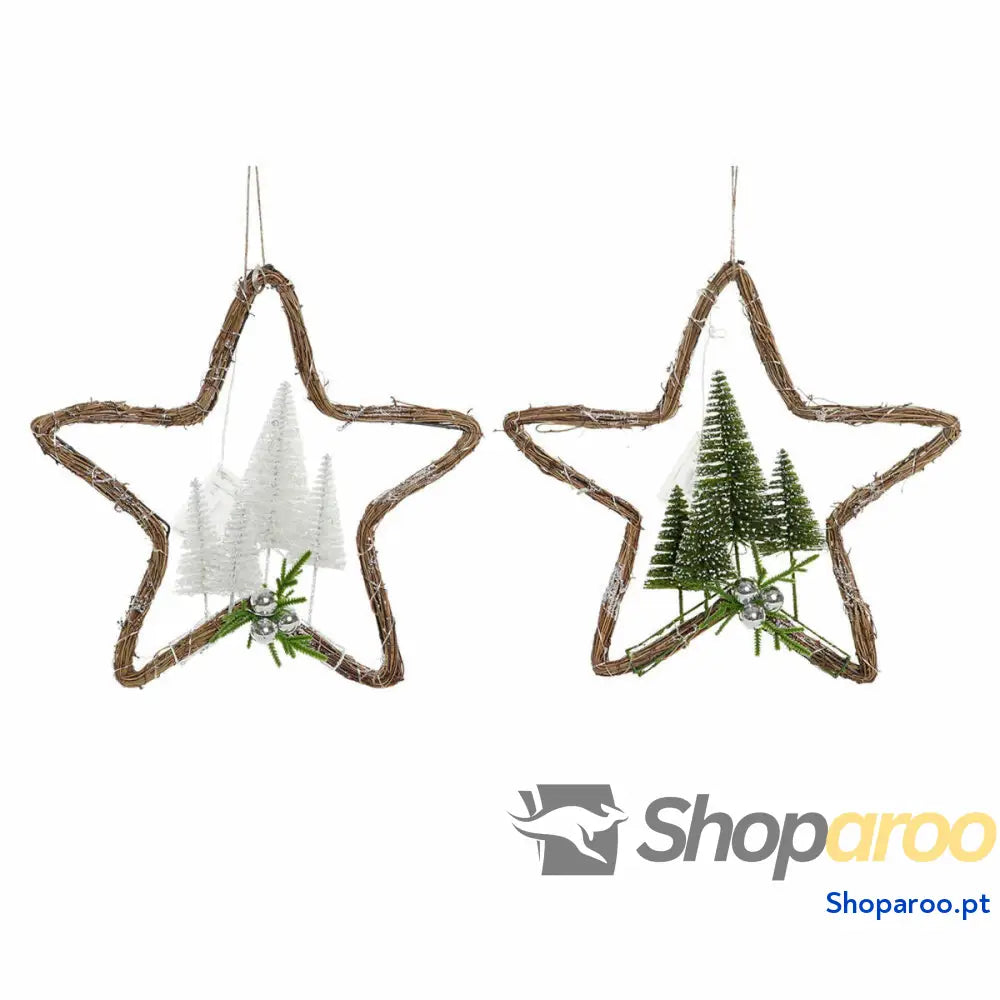 Adorno Natalício DKD Home Decor Rotim (2 pcs) (43 x 10 43 cm)