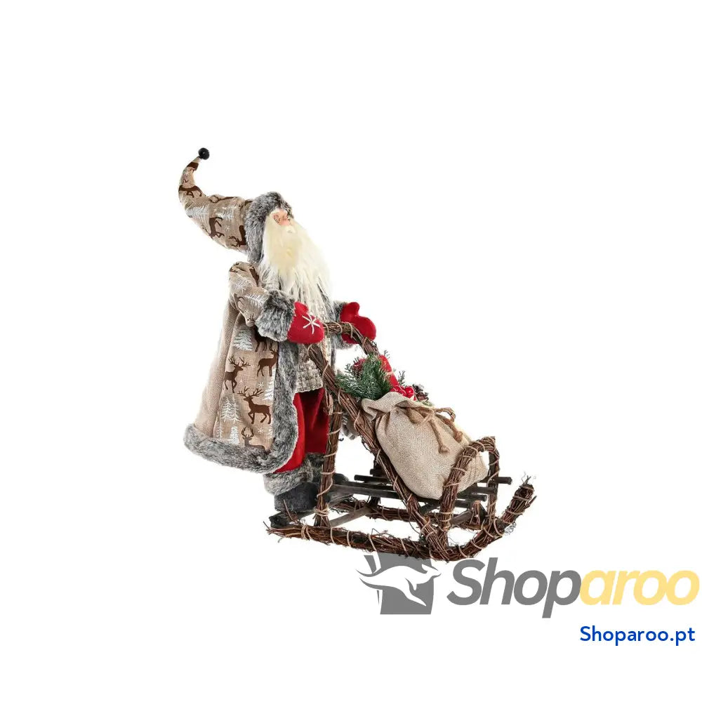 Adorno Natalício DKD Home Decor Vermelho Cinzento Madeira Pai Natal 42 x 22 48 cm