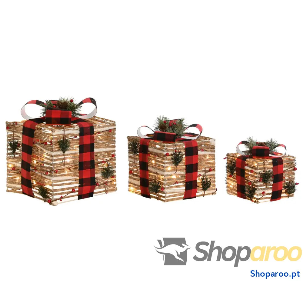 Adorno Natalício DKD Home Decor Vermelho Natural 25 x cm (3 Peças)