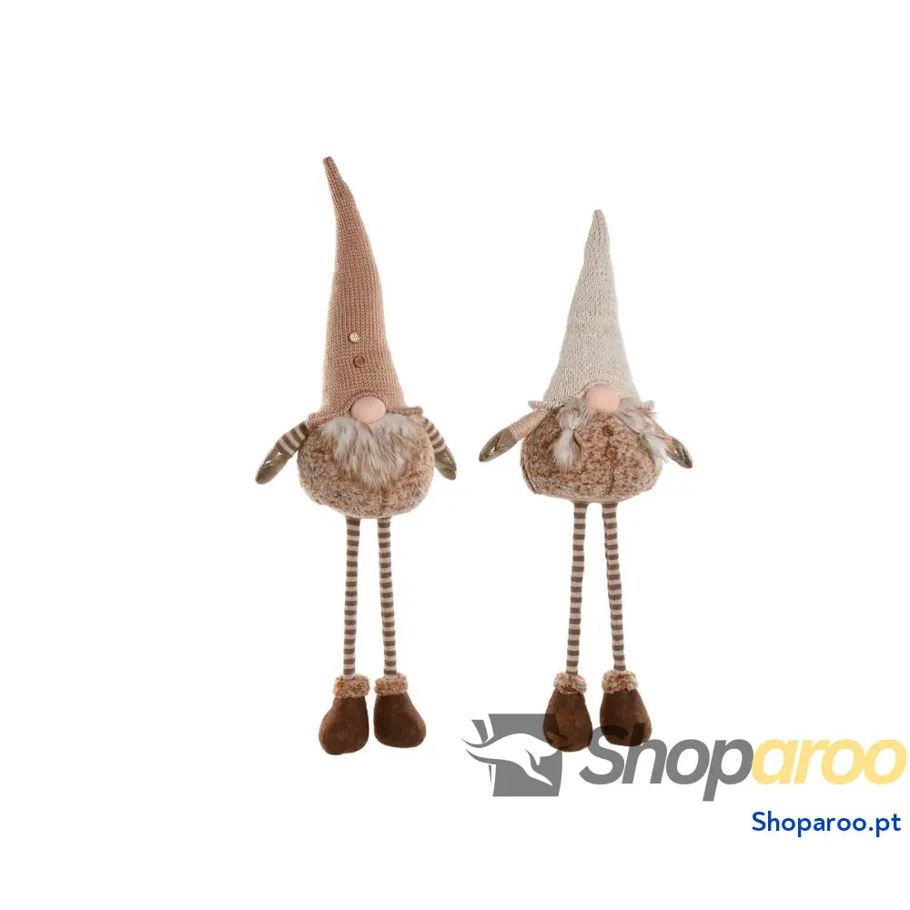 Adorno Natalício Home ESPRIT Castanho Bege Gnomo 30 x 18 65 cm (2 Unidades)