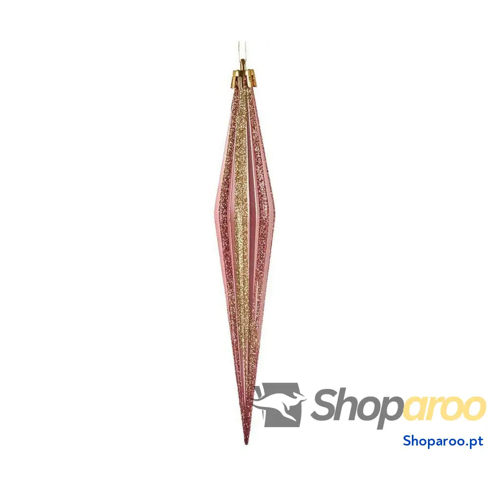 Adorno Natalício Krist + 00902 Cor de Rosa Dourado PVC 3 x 18,5 cm Alongado