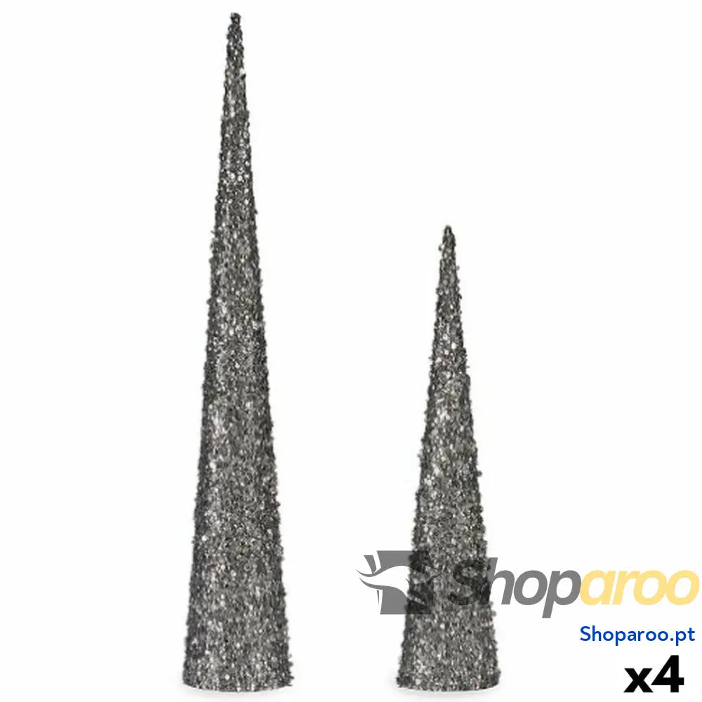 Adorno Natalício Krist + 193YYX38 MNCA 1 Prateado Prata Cones 9,5 x 60 cm Lantejoulas (4 Unidades)