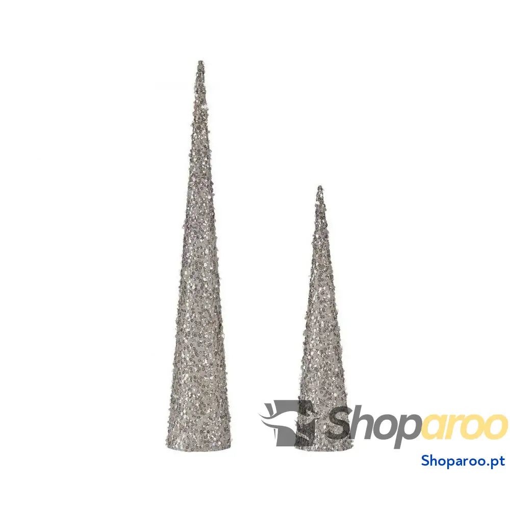 Adorno Natalício Krist + 193YYX38 MNCA 4 Branco Lantejoulas Natal 9,5 x 60 cm Cones