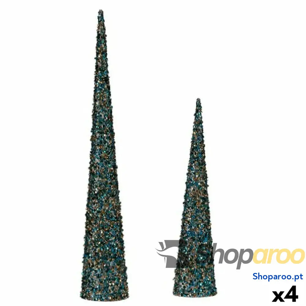 Adorno Natalício Krist + 193YYX38 MNCA 6 Azul Dourado Cones 9,5 x 60 cm Lantejoulas (4 Unidades)