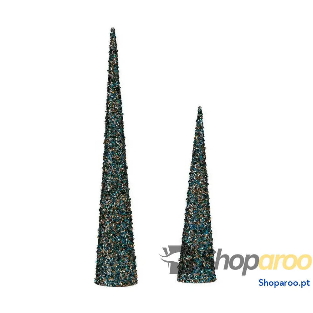 Adorno Natalício Krist + 193YYX38 MNCA 6 Azul Dourado Lantejoulas Natal 9,5 x 60 cm Cones