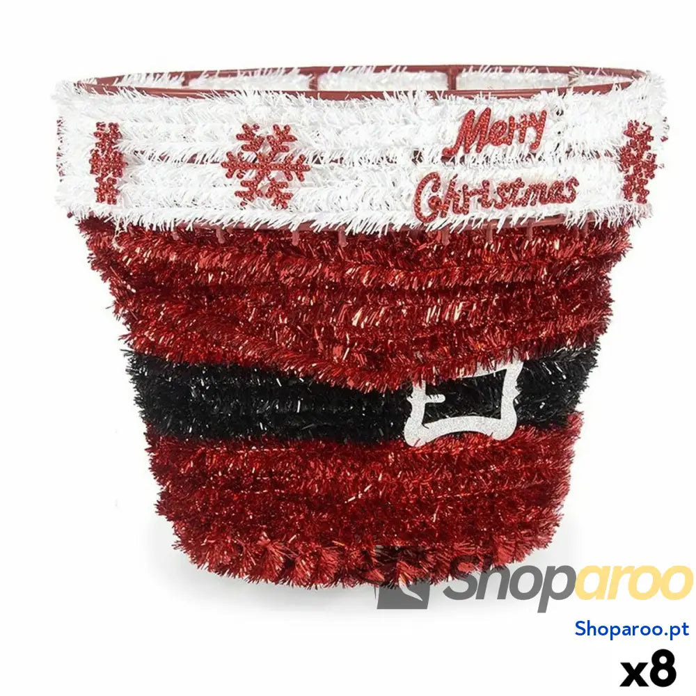 Adorno Natalício Krist + 19CD070 Branco Preto Vermelho Cabaz 27 x 22 cm Enfeite Cintilante (8 Unidades)