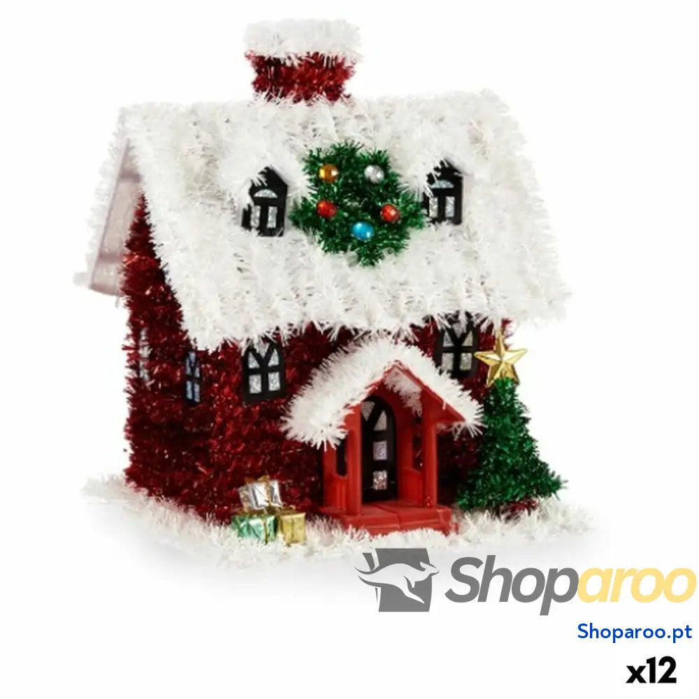 Adorno Natalício Krist + 19CD387 Branco Vermelho Verde Casa 19 x 24,5 cm Enfeite Cintilante (12 Unidades)