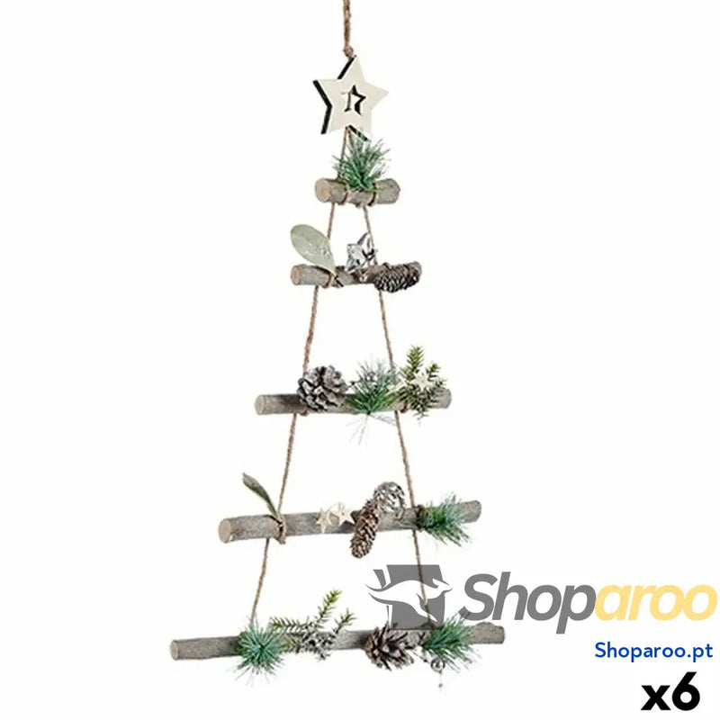 Adorno Natalício Krist + 95851 Castanho Prateado Madeira Plástico Árvore de Natal 34 x 5 65 cm (6 Unidades)