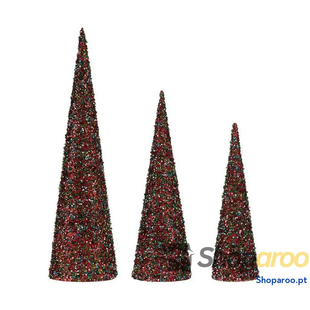Adorno Natalício Krist + Azul Fúcsia Lantejoulas Natal 16,5 x 60 cm Cones 3 Peças