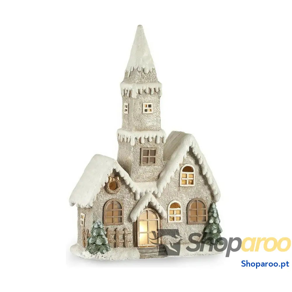 Adorno Natalício Krist + CC2187084 Branco Castanho Verde Cinzento Casa Natal 21 x 77 48 cm Leve LED Música